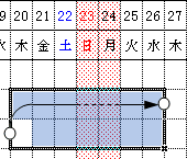 休日部分のみ点線表示可能